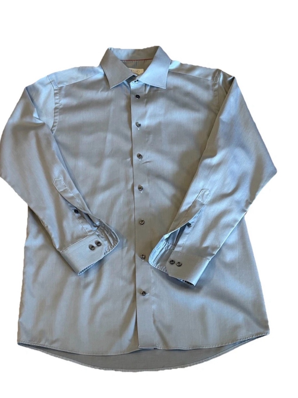 Eton Grey Dress Shirt Contemporary Fit Cotton Long Sleeve Size 42 16.5